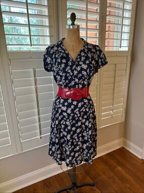 Retrospec’d Navy Floral Evita Shirt Dress NWT